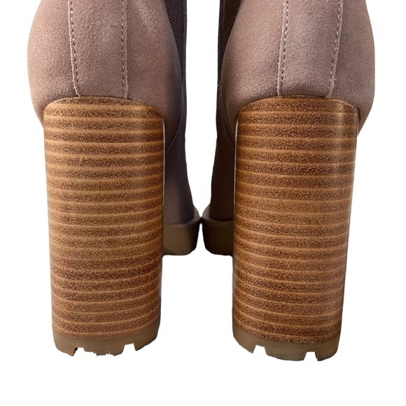 Charles David Gambit Taupe Pink Suede Leather Platform Block Heel Boots Booties - Picture 6 of 12